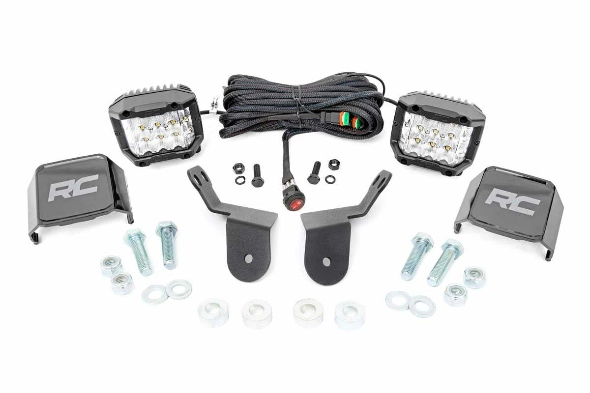Fits Honda Pioneer 1000 LED Light Kit Cage Mount 2_ Chrome Pair Wide Angle 92012